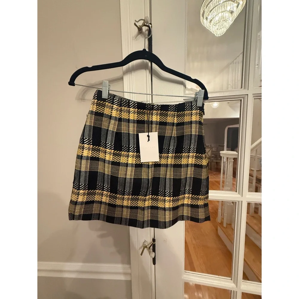 Grey Lab Plaid Blazer and Mini Skirt Set Yellow Black RS306K Womens Medium